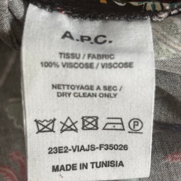 A.P.C. Floral Midi Dress - Black and Green - Picture 11 of 13